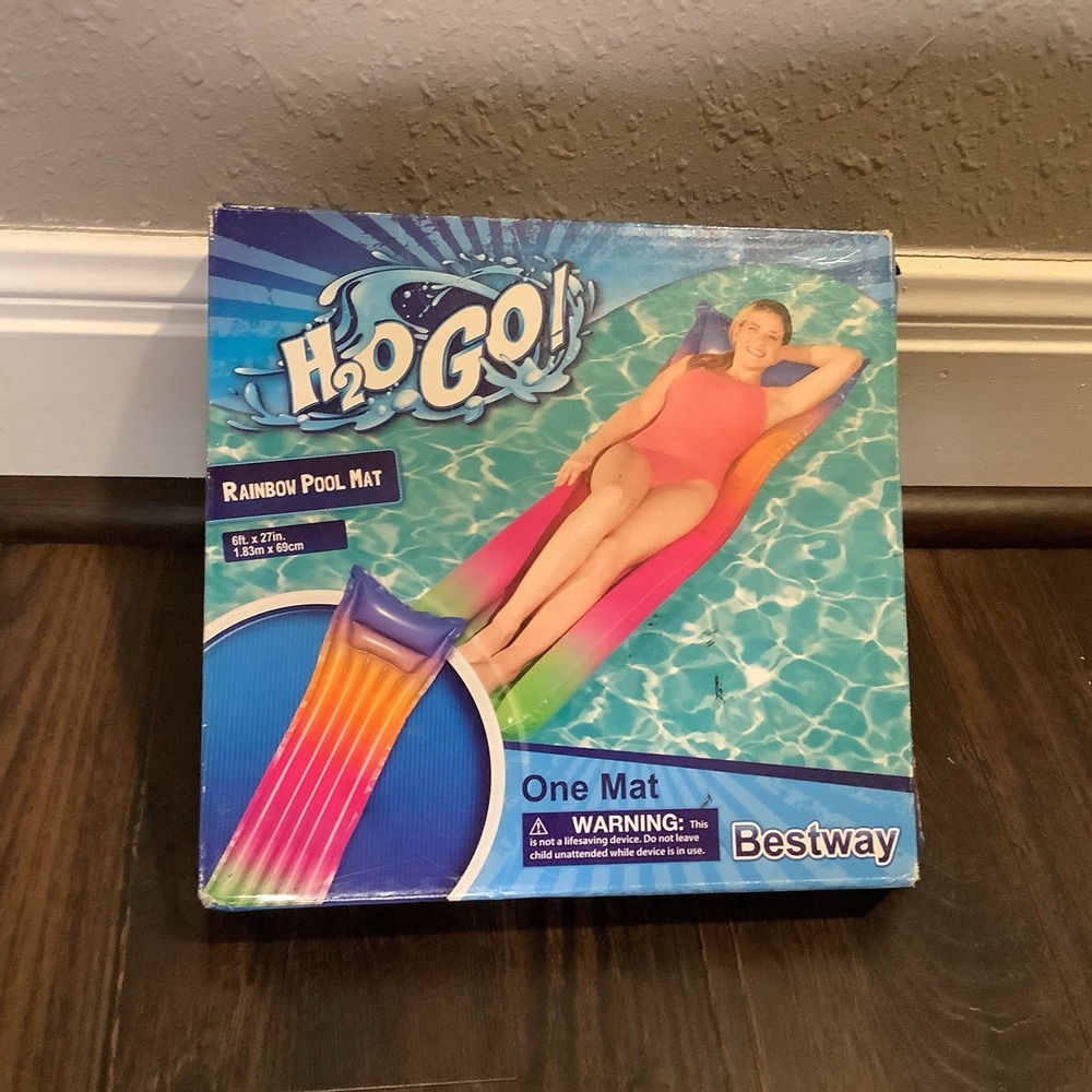 H2O Go Bestway Inflatable Rainbow Swimming Floating 6ft.x27in. New Open Box